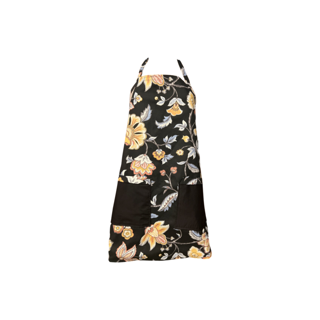 Floral on Black Apron