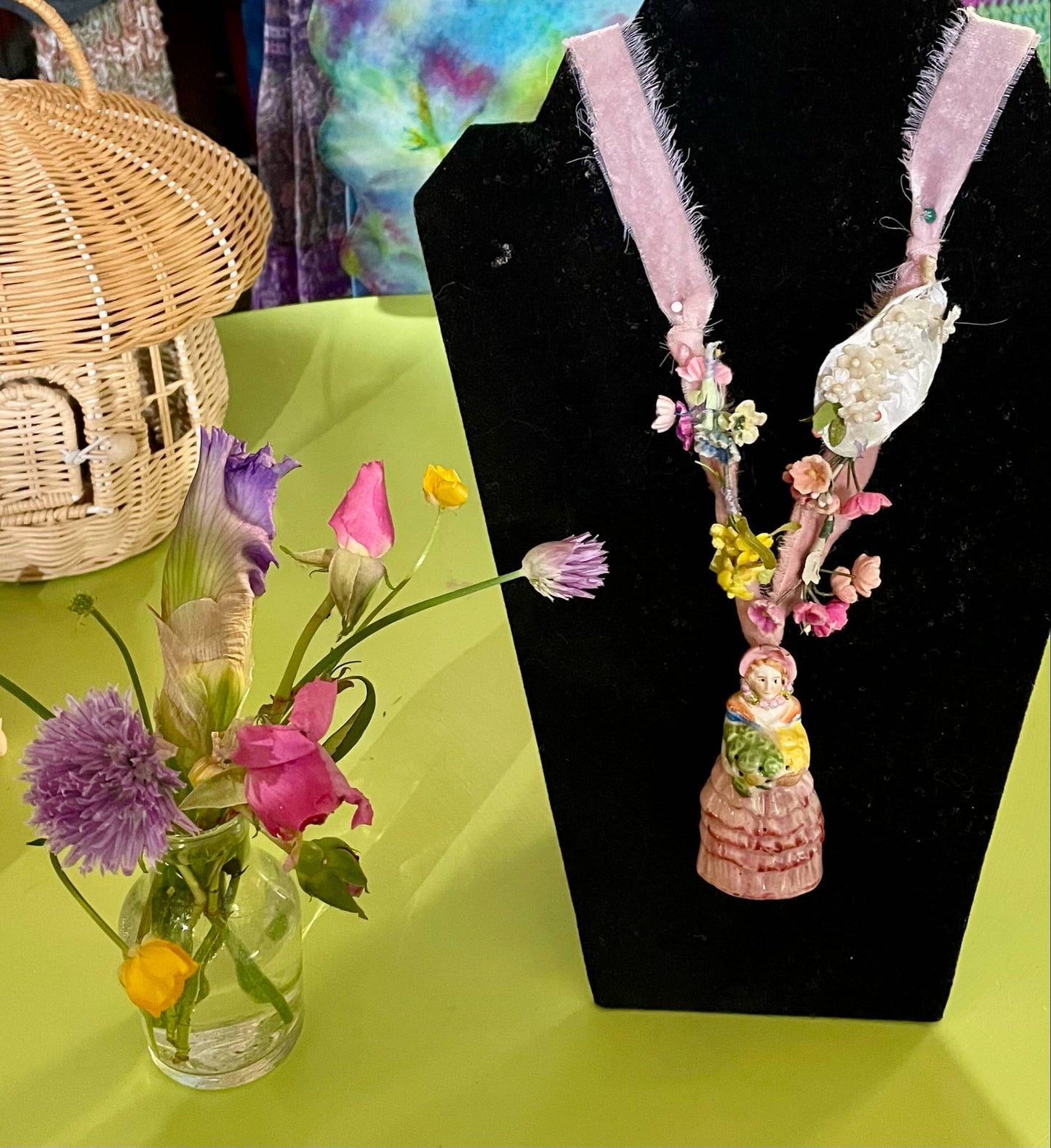 Beautiful porcelain figure necklace