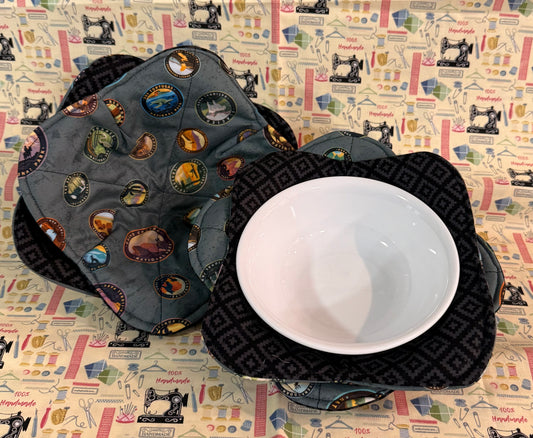 Set of 4 Reversable Microwave Safe Bowl Cozies