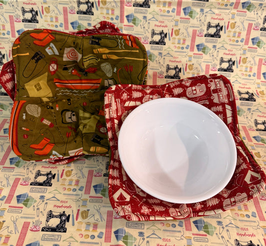Set of 4 Reversable Microwave Safe Bowl Cozies