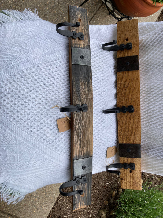 Whiskey Barrel Stave Coat/Hat Racks