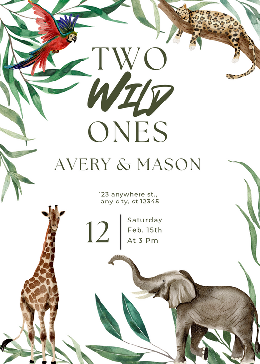 Two Wild Ones Birthday Invitation